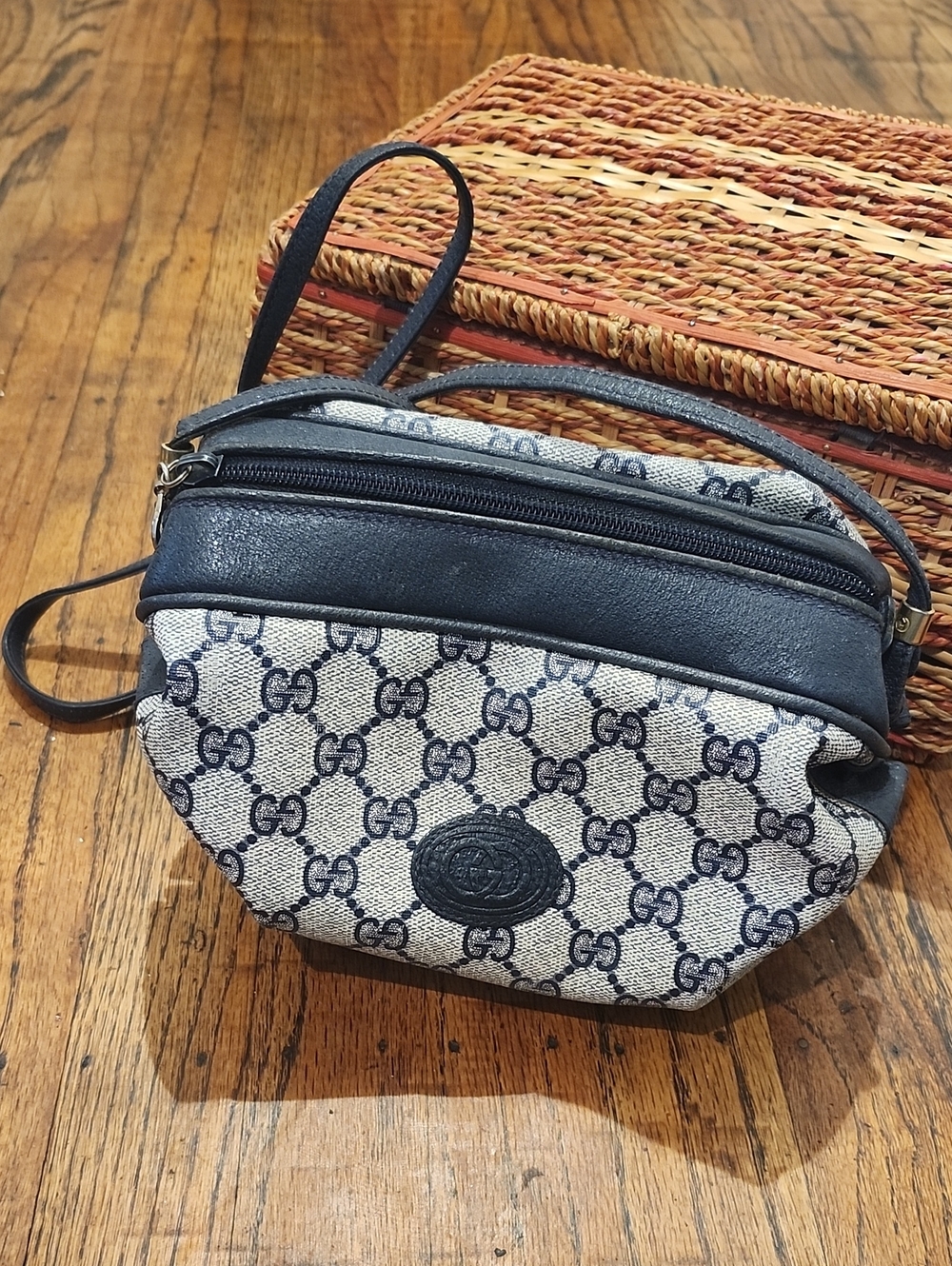 Gucci Navy GG Logo Mini Crossbody Bag
